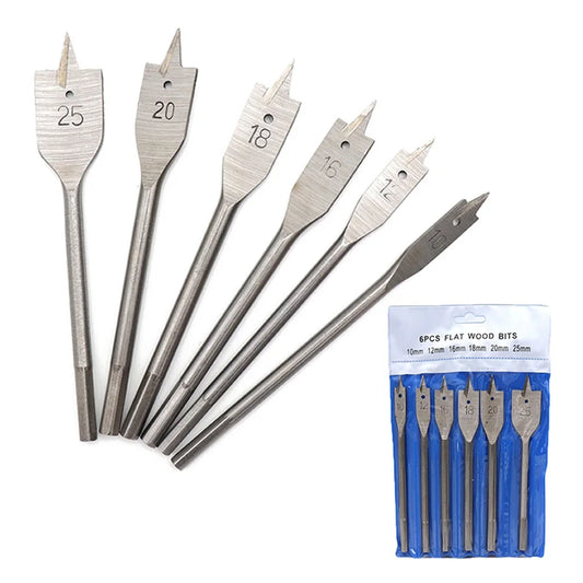 6-Piece Flat Spade Wood Drill Bit Set