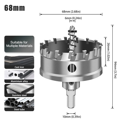 TCT Carbide Hole Saw - 12-70mm Single Cutter for Stainless Steel & Metal