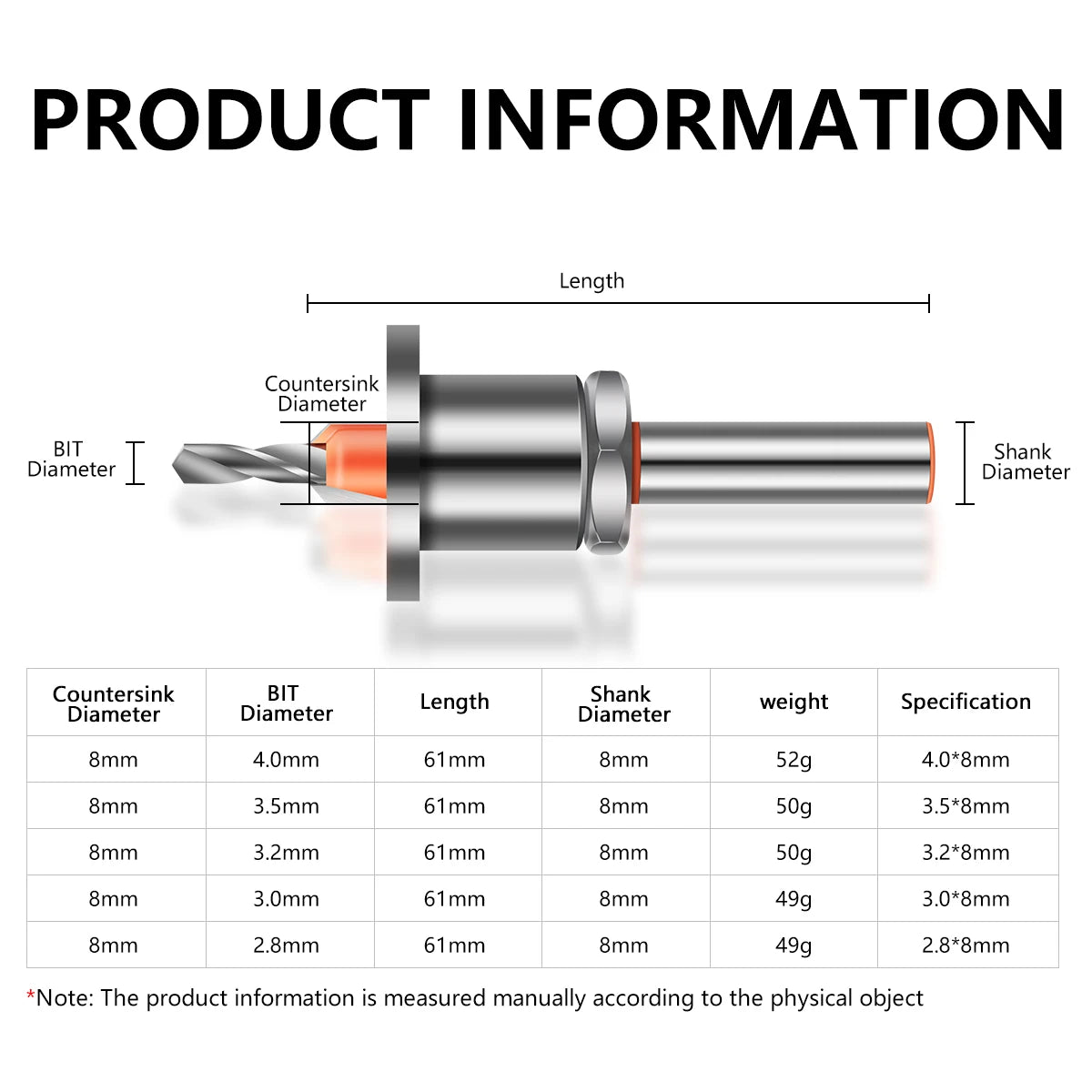 Adjustable Countersink Drill Bit – 8mm/10mm Shank, Carbide Tip