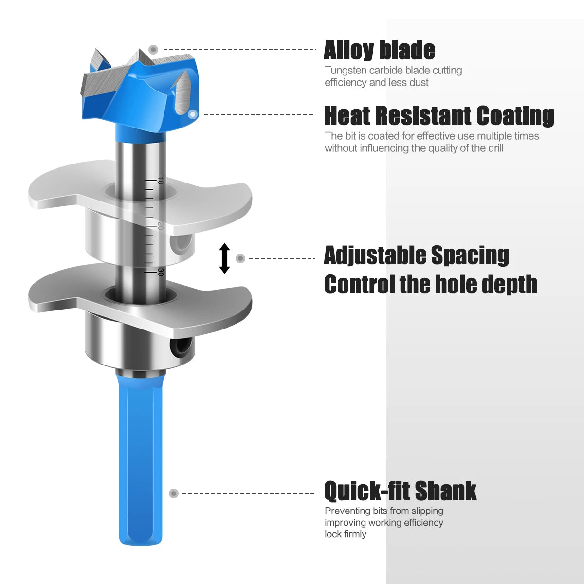 Positioning Hinge Boring Bit - 15-35mm Forstner Hole Opener Set