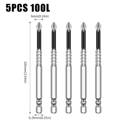 Non-Slip Magnetic Cross Head Screwdriver Bits - K5, 25-150mm Lengths