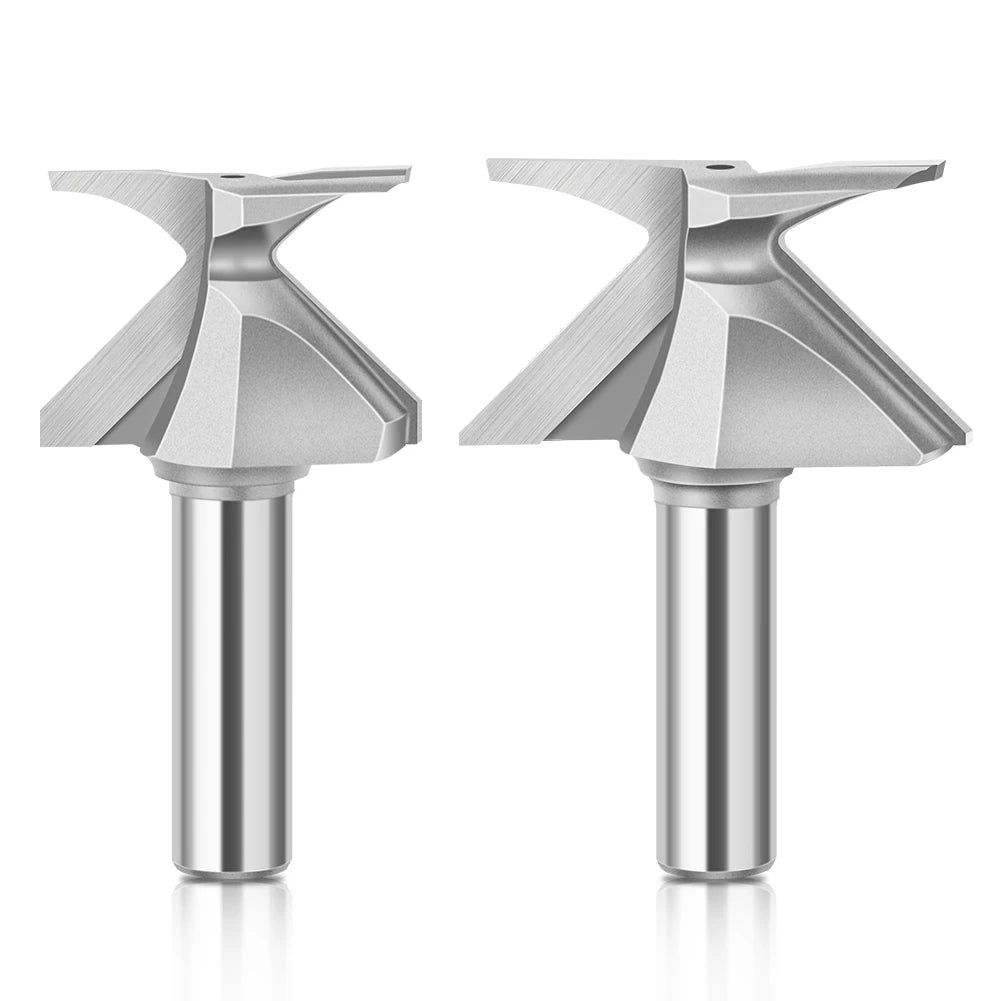 Arc bending router bit cutting curved wood panel