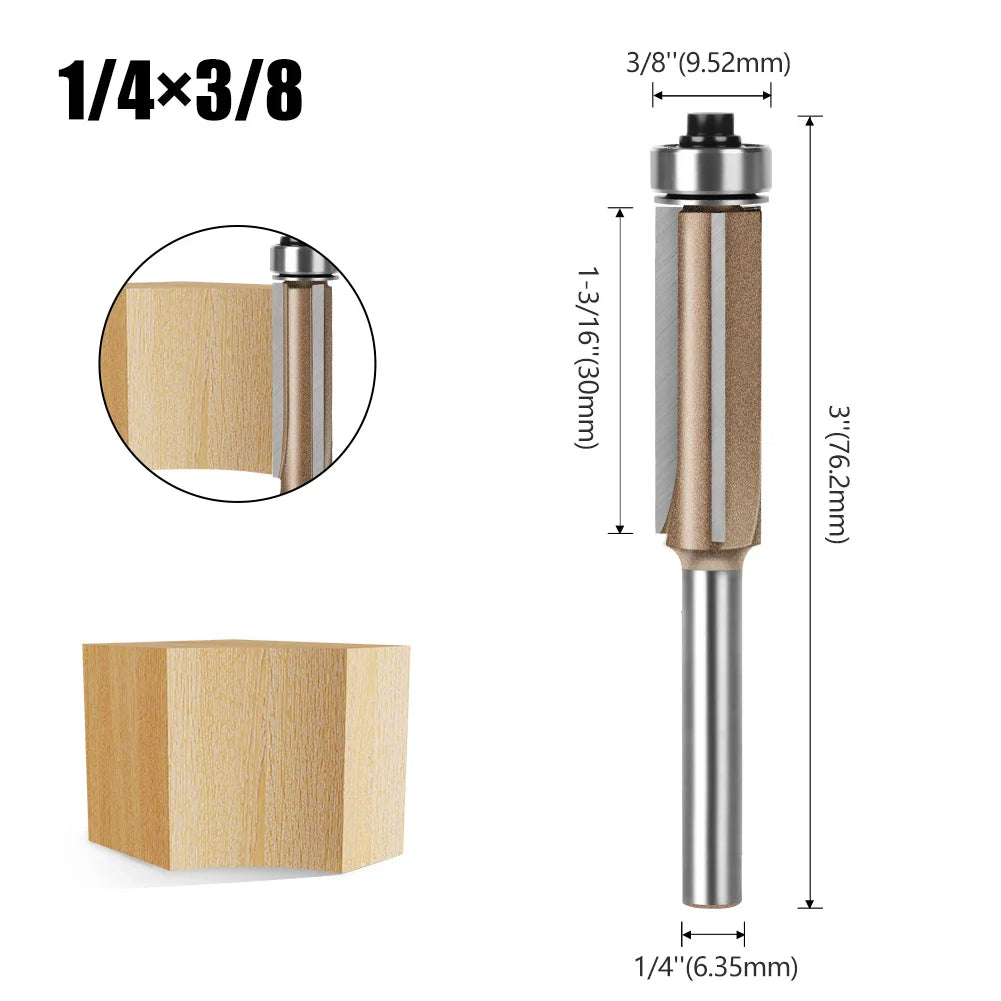 Straight Router Bit with Bearing - Tungsten Carbide