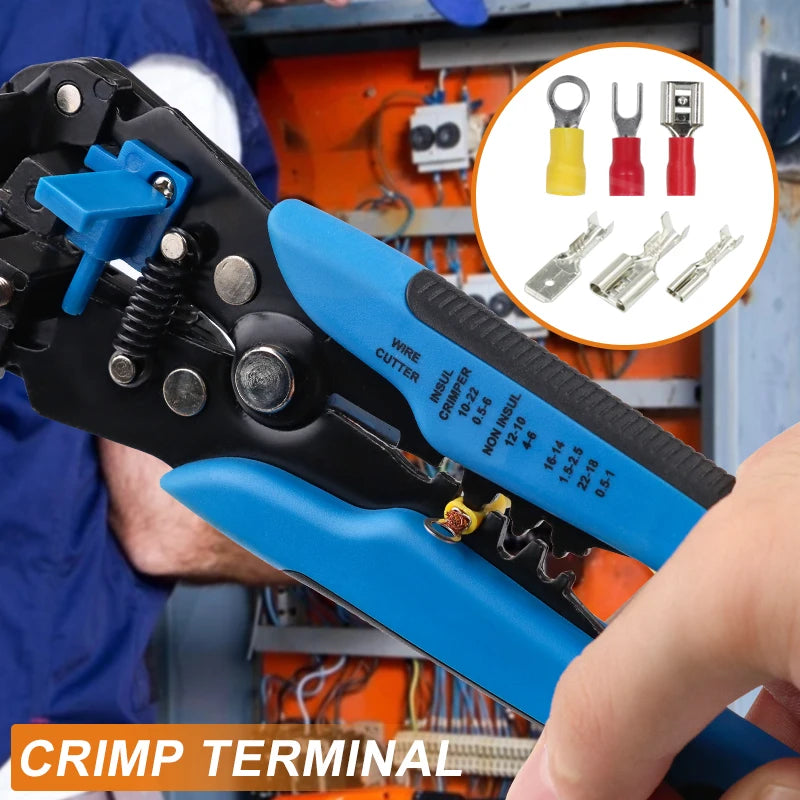 Automatic wire stripper cutting a wire