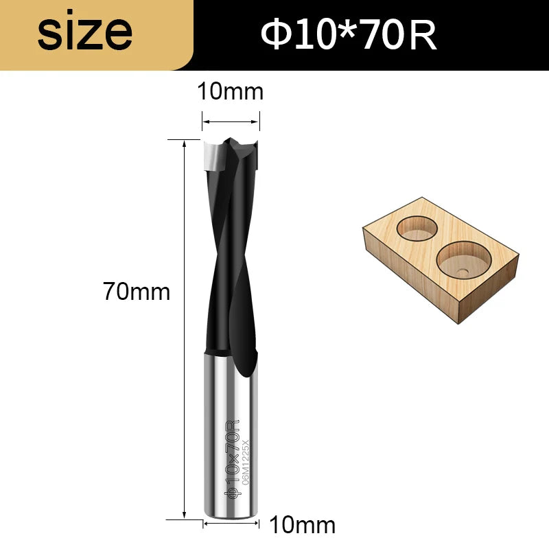 Gang Drill Bit for Wood - 10mm Shank, 70mm Long, Left & Right Rotation