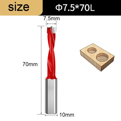 Gang Drill Bit for Wood - 10mm Shank, 70mm Long, Left & Right Rotation