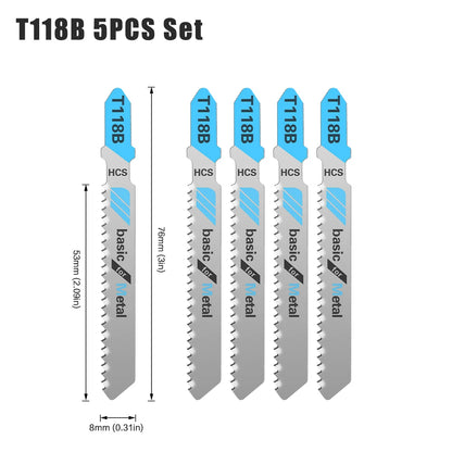 T-Shank Jigsaw Blade Set - HCS Blades for Wood, Metal & Plastic