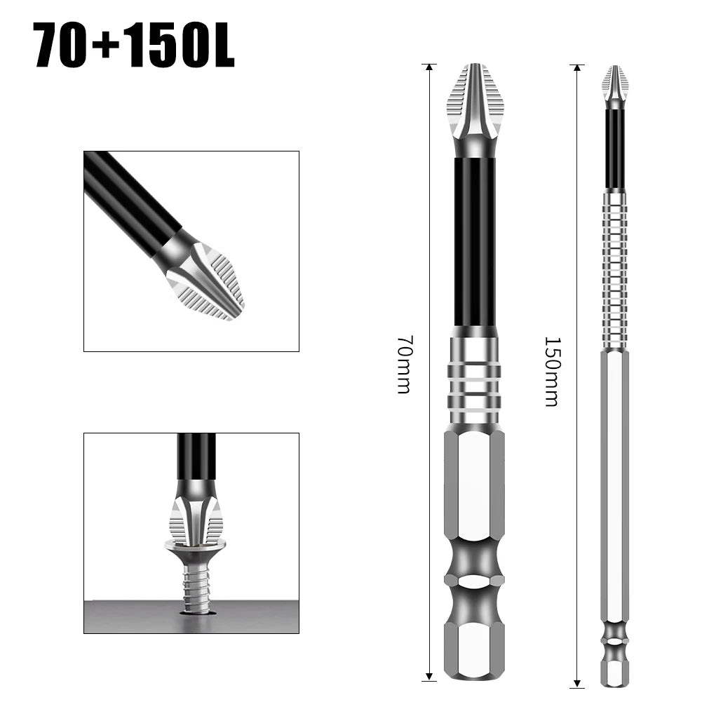 Non-Slip Magnetic Cross Head Screwdriver Bits - K5, 25-150mm Lengths