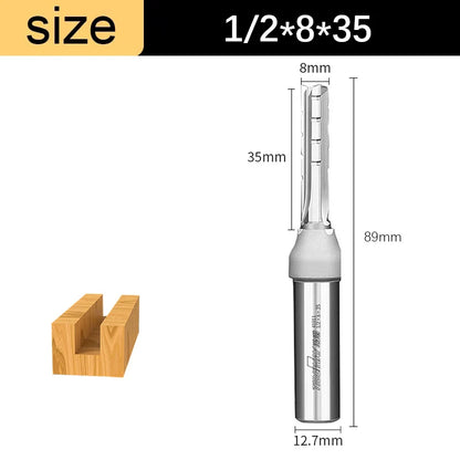 1/2in Shank 3-Flute Straight Router Bit - TCT Trimming & Slotting End Mill