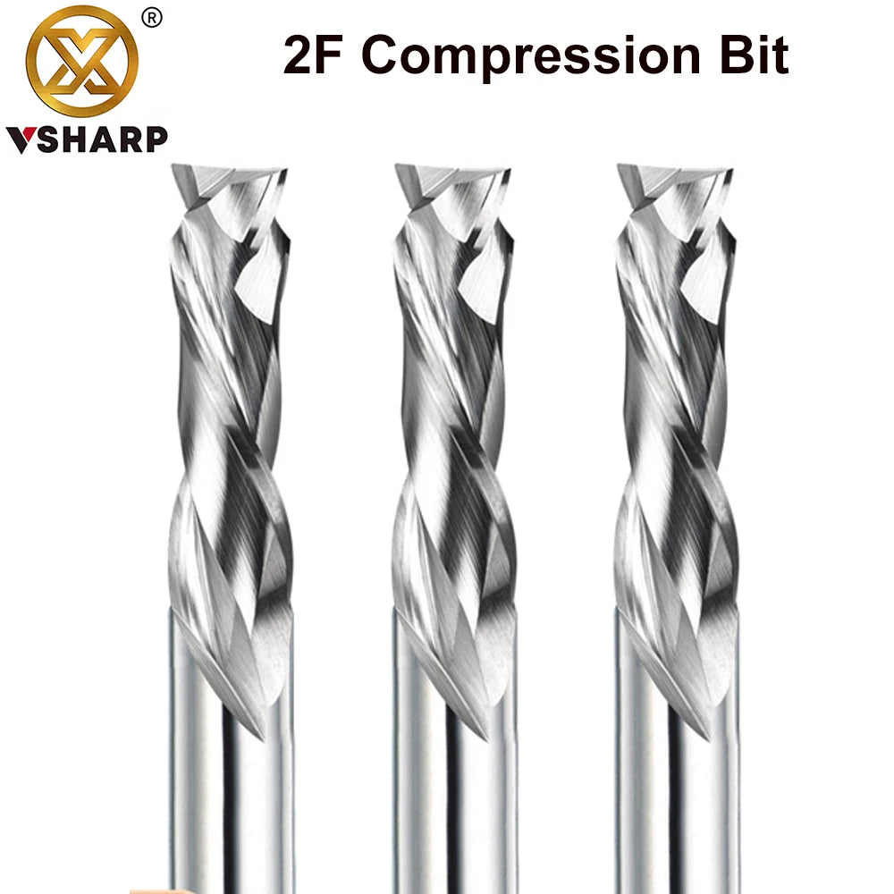 2-flute compression router bit, up and down cut carbide end mill