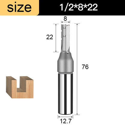 1/2in Shank 3-Flute Straight Router Bit - TCT Trimming & Slotting End Mill
