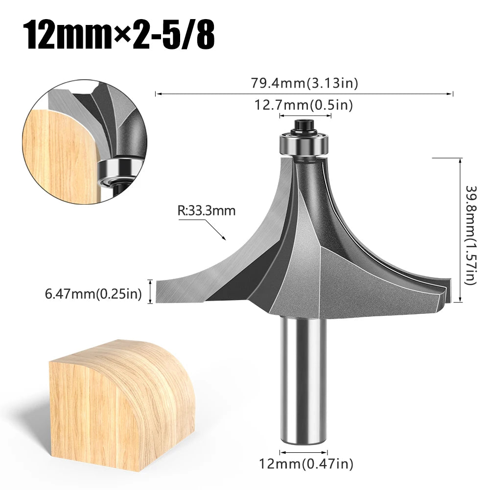 12mm shank round over router bit with bearing - image 14 of 27