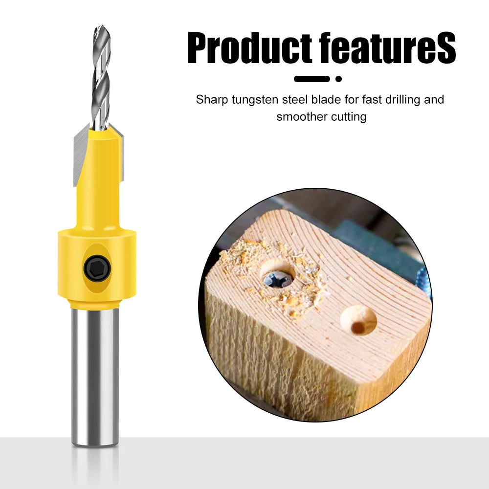 Woodworking Countersink Drill Bit – 8mm/12mm Alloy Step Drill