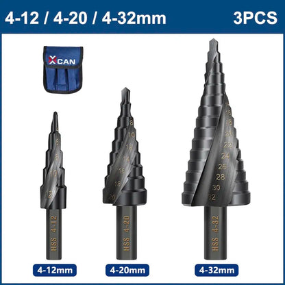 Nitride Coated HSS Step Drill Bit Set - 4-12, 4-20 & 4-32mm
