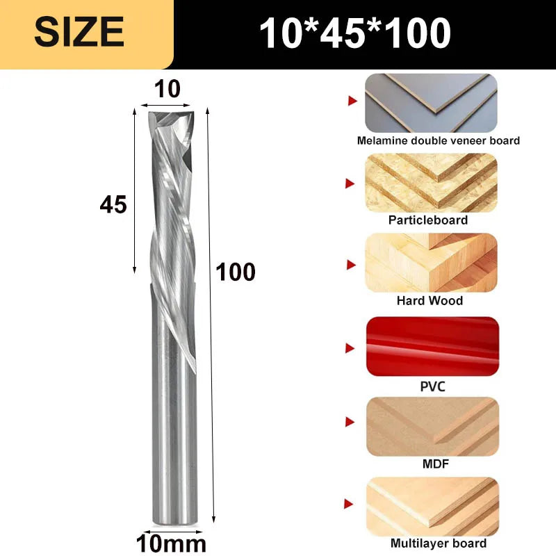 2-Flute Compression Router Bit - Up & Down Cut Carbide End Mill