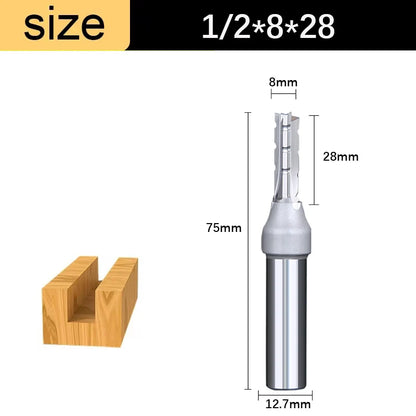 1/2in Shank 3-Flute Straight Router Bit - TCT Trimming & Slotting End Mill