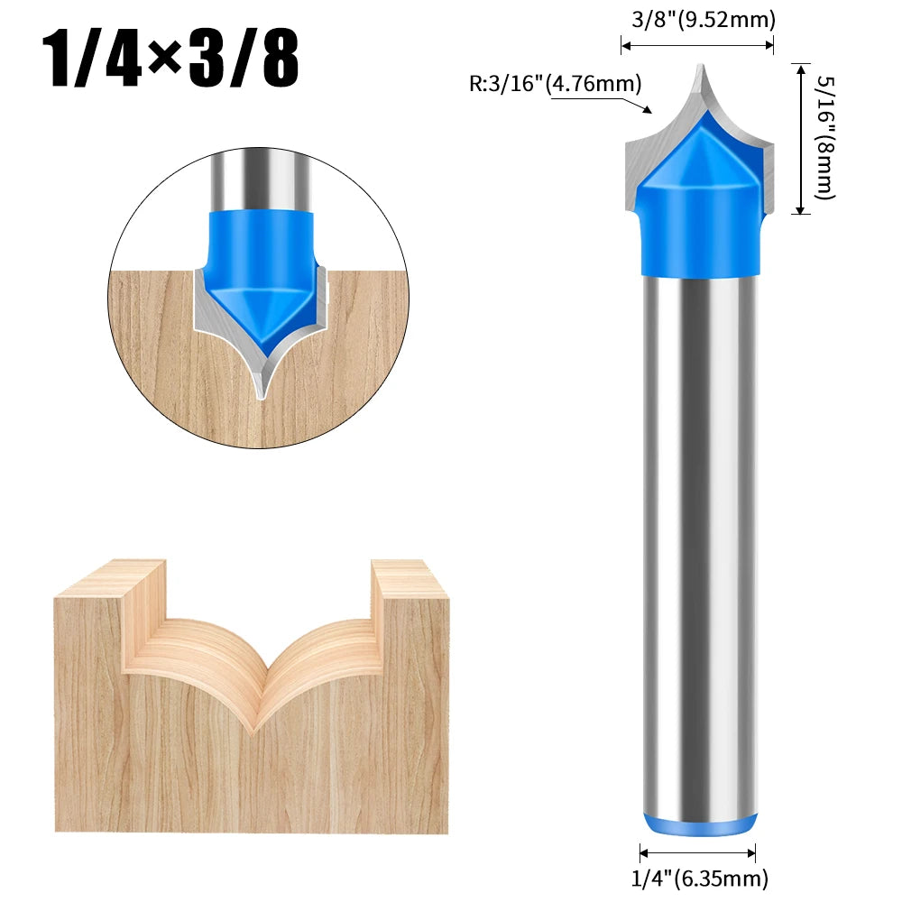 Straight flat bottom router bit with 6mm, 1/4in, 12mm and 1/2in shank - image 8 of 25