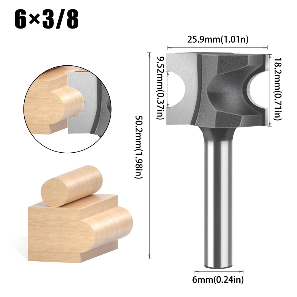 Half round side cutter router bit with 6mm and 12mm shank - image 13 of 24