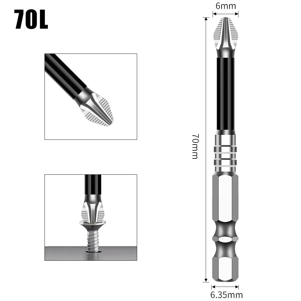 Non-Slip Magnetic Cross Head Screwdriver Bits - K5, 25-150mm Lengths