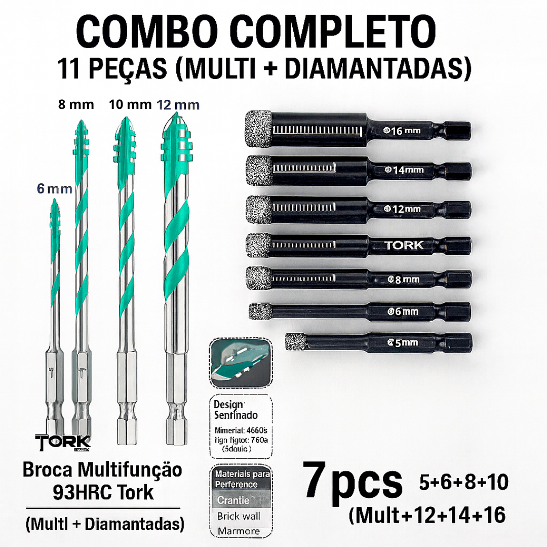 Multi-Material Drill Bit Set 93HRC
