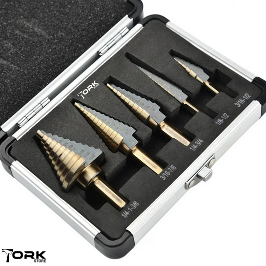 5-Piece Step Drill Bit Set - HSS 4241 with Aluminum Case