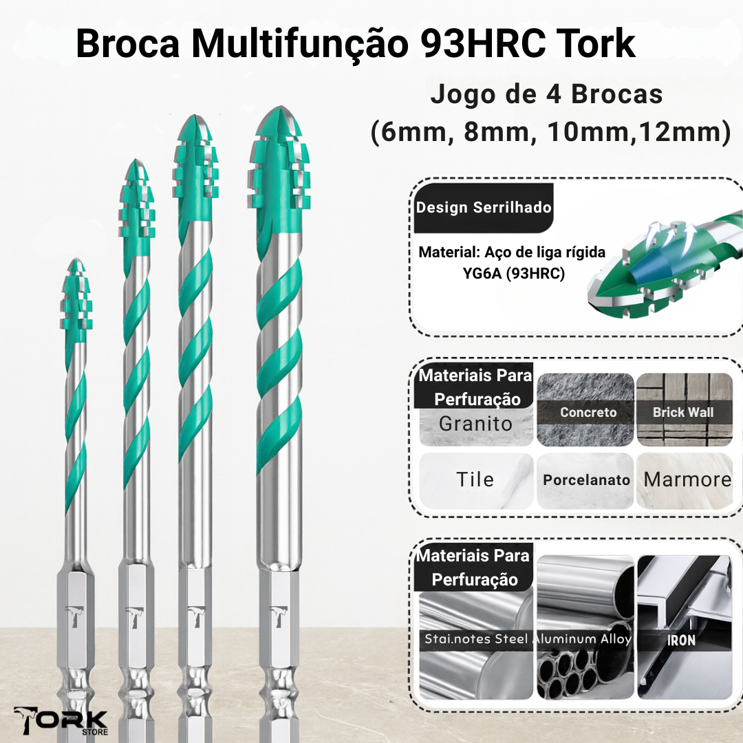 Multi-Material Drill Bit Set 93HRC