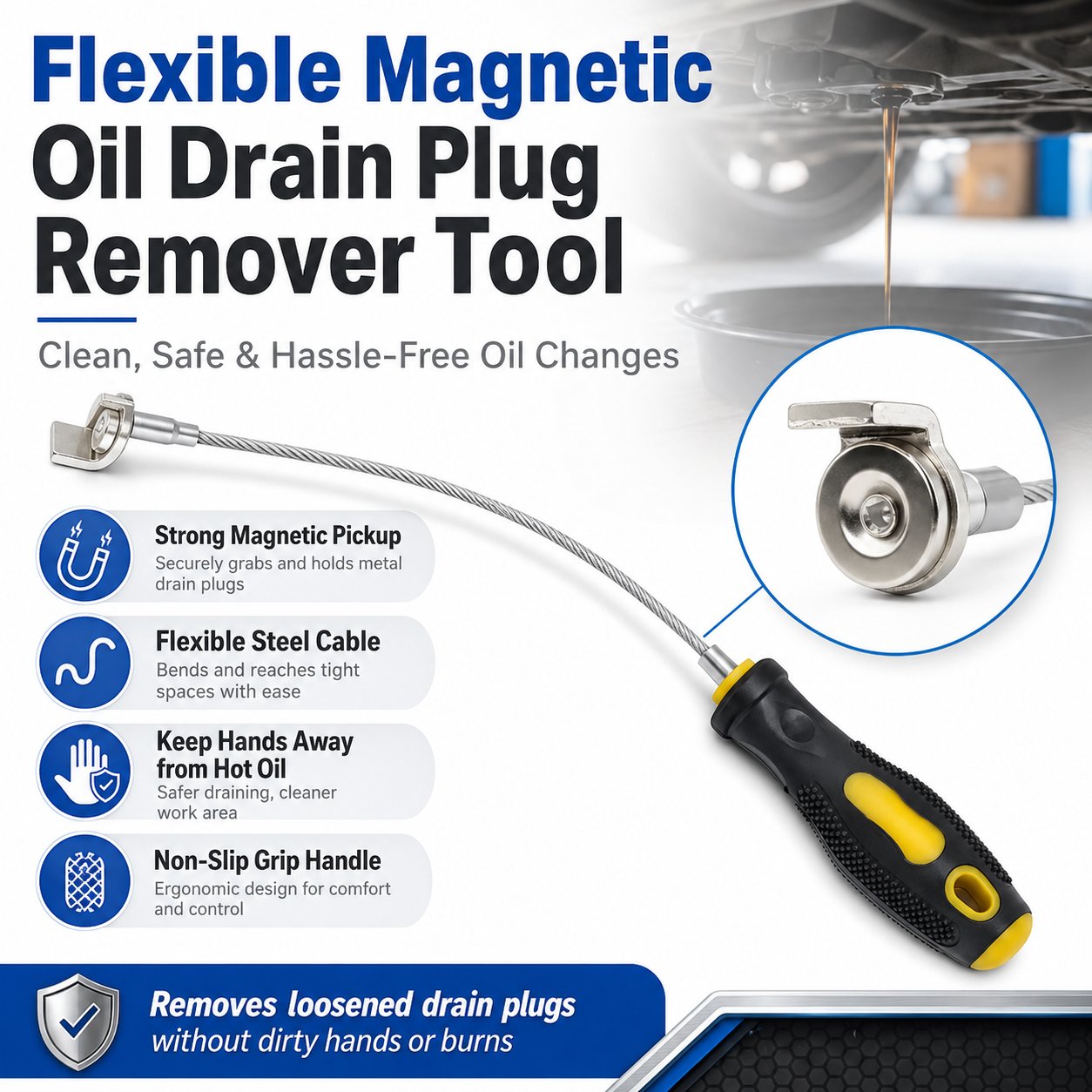 Flexible Magnetic Oil Drain Plug Remover