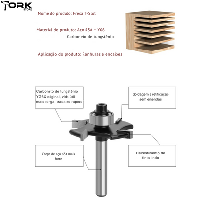 T-Slot Router Bit - 4-Flute, 1/4 Inch Shank