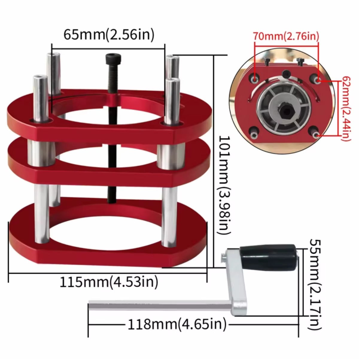 Router Table Lift Plate - Aluminum, 2 Inch Lift Stroke