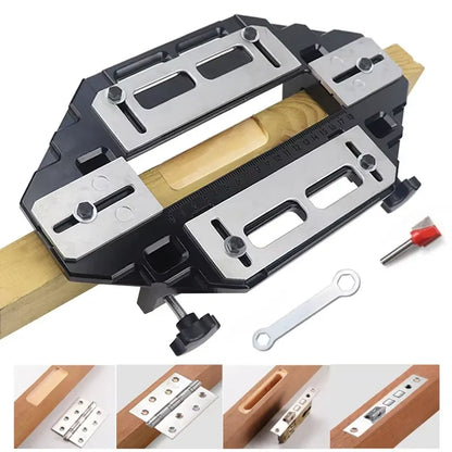 Door Hinge Mortising Jig - Aluminum alloy jig for routing hinge and lock mortises