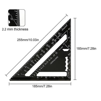 Triangle Rafter Square dimension chart - 185mm x 185mm x 255mm, 2.2mm thick