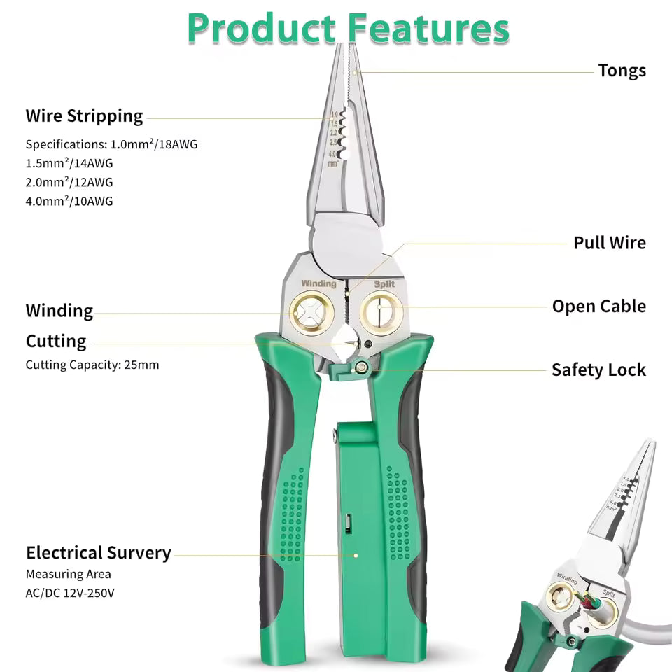 8-in-1 Multi-Function Pliers with Voltage Detector