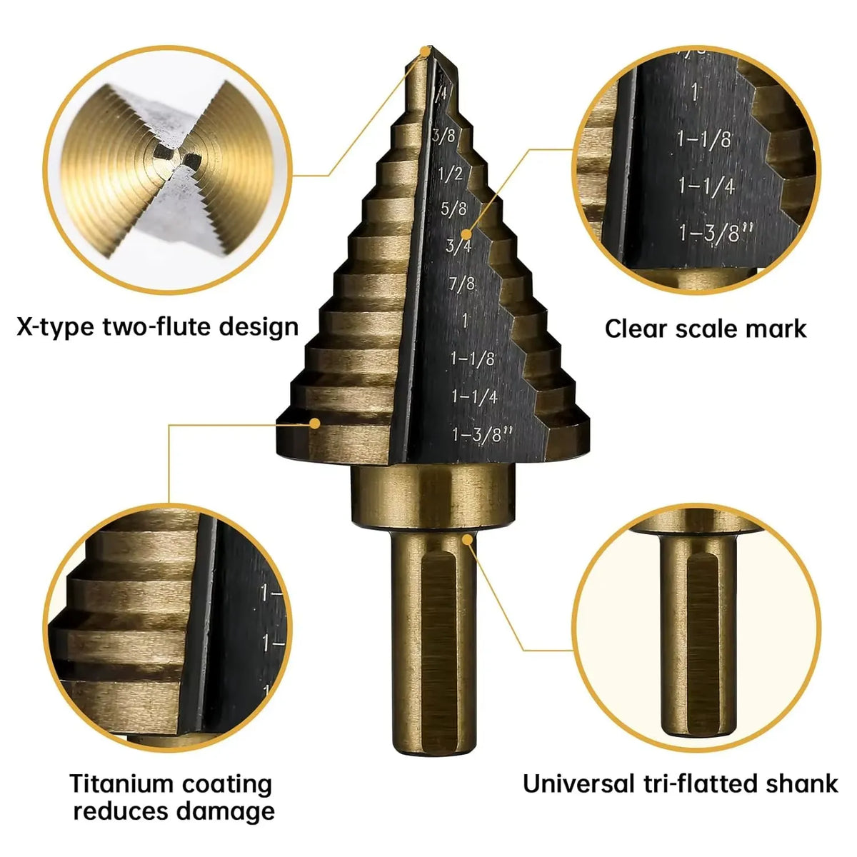 5-Piece Step Drill Bit Set - HSS 4241 with Aluminum Case