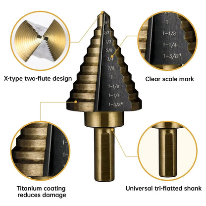 5-Piece Step Drill Bit Set - HSS 4241 with Aluminum Case