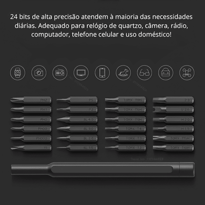 Kit Magnético de Chave de Fenda e Bits para Reparação Original 24 em 1