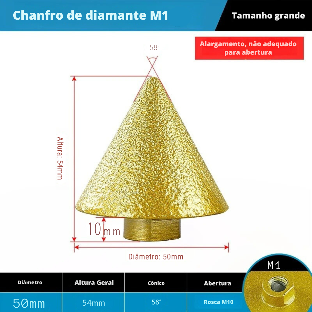 Diamond Conical Countersink Burr - M10/M4 Grinder Fitting