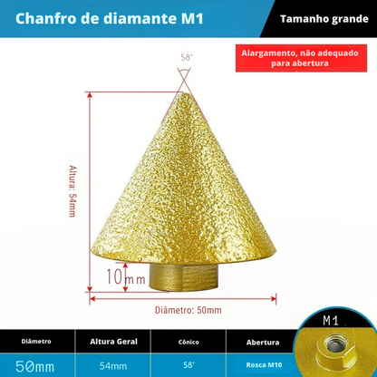 Diamond Conical Countersink Burr - M10/M4 Grinder Fitting